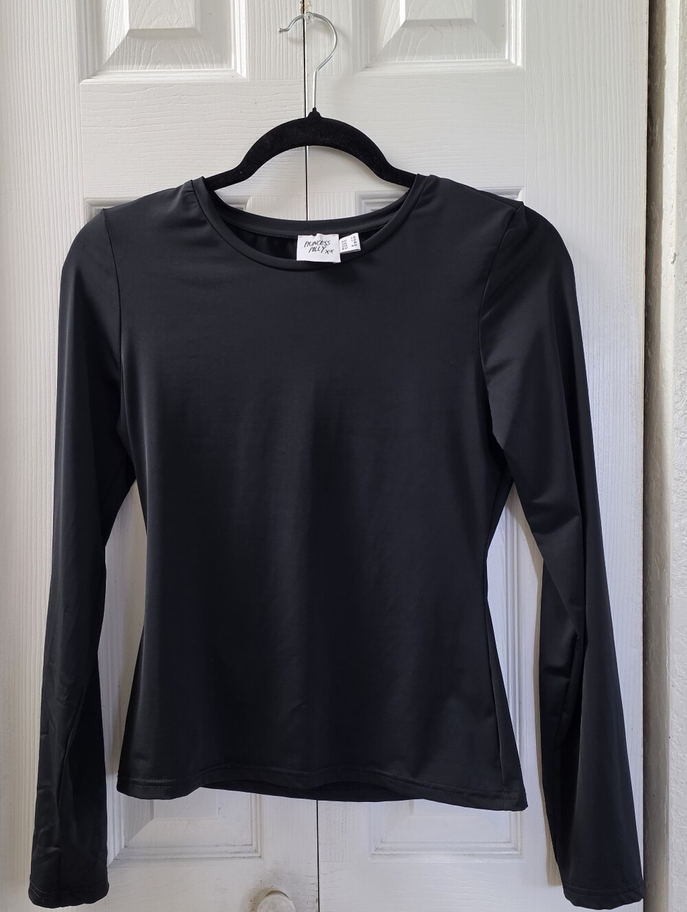 Princess Polly Black Long Sleeve Crew Neck Top Sz 8